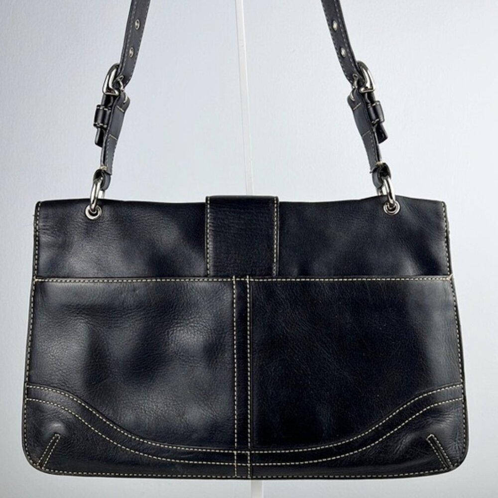 Coach Vintage Y2K Soho Flat Buckle Black Leather Shoulder Bag 9741 - Picture 3 of 16